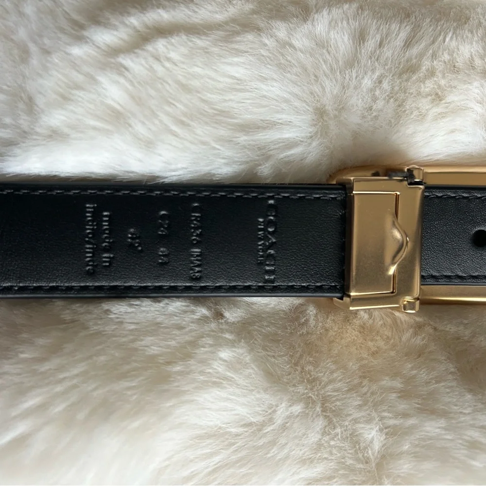 Coach Logo Brown and Black Belt in with Gold Buckle - Picture 2 of 4
